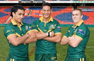 Cameron KIng, Joseph Leilua and Daniel Ahsin on their selection in the 2009 Australian Secondary schoolboys rugby league team