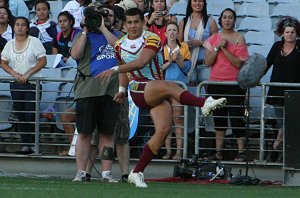 Jordan Kahu converts the try - Arrive alive Cup 2009 Grand Final Action MATRAVILLE SHS v KEEBRA PARK SHS (Photo : Steve Montgomery / OurFootyTeam.com)