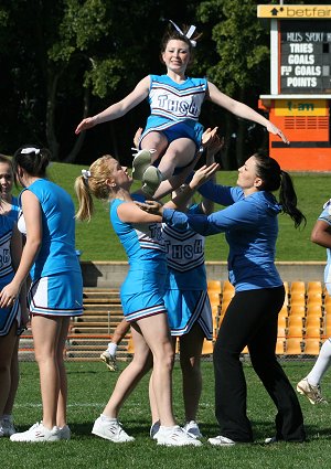 The Hills SHS CHEERLEADERS in Action at the Arrive alive Cup (Photo : ourfootymedia)