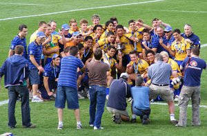 Parramatta Eels Matthews Cup team celebrating victory