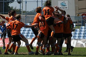 Yarrawarra Tigers celebrate at the final siren 