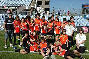 Gymea Technology High school celebrating their Adam Dykes Shield victory.