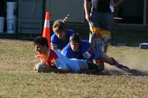 TRY TIME : Ryan Giles rubs dirt into his old teams mates with 2 tries in 2 games against the Dragons