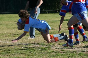 John Spers dives for the line 