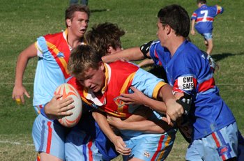 Zac Weddes charging thru' the Dragons defence