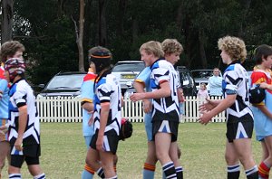 Sharks win - the teams shake hands after a great game of footy 