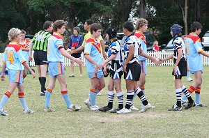 Sharks win - the teams shake hands after a great game of footy 