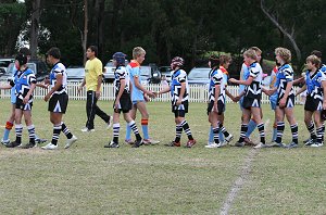 Sharks win - the teams shake hands after a great game of footy 