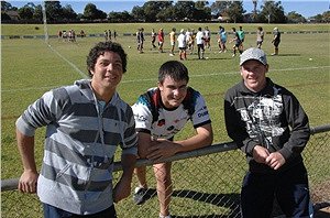 Josh Merritt, Dylan Hill & Riley Cape before the big game in Townsville 