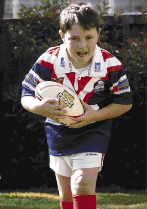 Toby Jordan, 6, played his first rugby league match for Camden Rams a feat his parents are proud of. Picture: Mike Sea