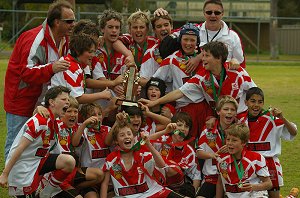 Valentine U12/3 Red Devils celebrate 2008 premiership victory