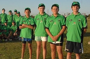 Eastridge under-13s captain Wade Peachey with his vice-captain Will Day; under-14s vice-captain Andrew Peachey and captain Jacob Hill