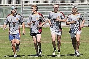 Heath McIlveen, Matt Baker, Hayden Jaeger and Eden Blewitt at GNA training on Sunday