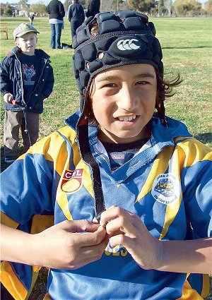 Kauri Deacon takes a break after firing in the Junior Rugby League competition against Cootamundra last weekend.