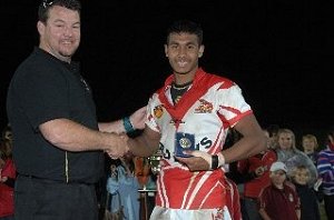 Anthony Fuller with Gavin Hayton at Apex Oval on Saturday night.