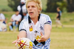 Hayden Spencer fires away a pass for the Group 10 under 16s in Wagga last weekend. Photo: NEIL REDFERN 