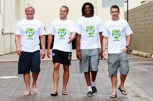 Nick Emmett, Ben Hannant, Dan Hunt and Jamal Idris dropped into Cairns before heading to Weipa for the Cape York Community Carnival and promoting healthy living habits with youth.