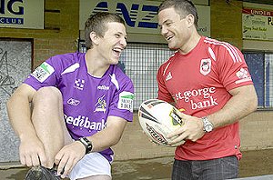 Melbourne recruit James Woolford and his uncle, former Canberra skipper Simon Woolford. Picture: Mark Graham