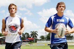 Luke Crumblin and Luke Guinane prepare for the 2010 Cyril Connell and Mal Meninga Cups. ALLAN REINIKKA AR