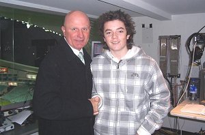 Referee Ashley Dyball meets former Parramatta and Australian halfback Peter Sterling