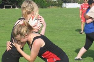 Girls training to play rugby league