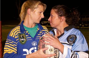 Blue Bottles captain Trudi Badullovich (left) and Stingrays captain Michelle Cottington won’t be an exhibition game of women’s rugby league