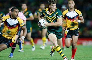 David Williams scored a hat-trick of tries against PNG in his first outing for Australia.