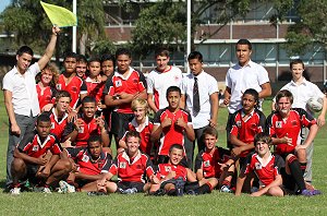 Westfields SHS & Endeavour SHS University & Buckley Shield teams after todays games at Endeavour (Photo's : OurFootyMedia)