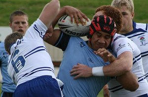 Peni Terepo hitting the ball up in NSWCHS v CCC in the ASSRL Champ's (Photo : ourfootymedia) 