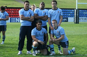 The ENDEAVOUR SHS Boyz Joseph Leilua, Joey Rokoqo, Kane Gilles, Daniel Ahsin, and Cameron Kingin the NSWCHS opens playing at the ASSRL Championships at Energy Australia Stadium (Photo : ourfooty media) 