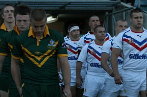 The Australian Schoolboys & the Great Britain Community Young Lions walk down the chase for battle between the OLD EMEMY - THE POMS! 