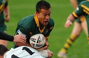 Joseph Paulo from Patricain Brothers College Blacktown takes the ball up in the 1st test 