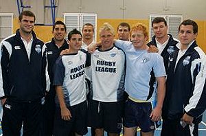 NSW Blues players ham it up with Adam Reyonlds, Dominic walsh & Ben Jones 