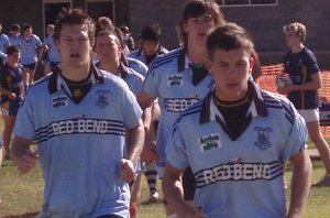 ed Bend College run onto the footy filed for the AaC clash with Yanco HS