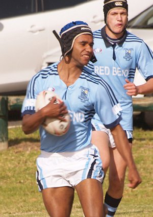 Red Bend Catholic College opens player Cameron Clarke in action.