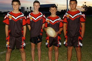 Group 11 representatives Tom Caldwell, Nick Greenhalgh, Hayden Bolam and Jackson Brown at ­Magpies training this week.