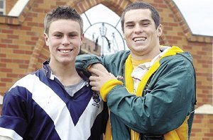 BROTHERS IN ARMS: Daniel Mortimer (right) believes that younger brother Robbie has the potential to join him in the NRL.