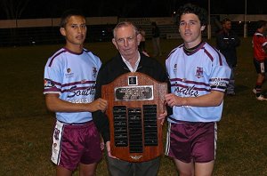 Terry Hayes with shield and MSHS's Marmin Barba and Leon Curry 2008