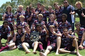 MSHS year 9's with John Livingston Shield after defeating Kirwan SHS Photo : Mackay SHS