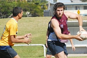 Daniel Matsen passes during a Mackay High training session.