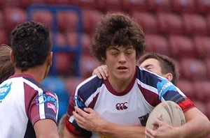 Pat O'Hanlon smashing the Halton High School boys on last years fantastic UK tour (Photo : ourfootyteam.com / kt8photography.co.uk)